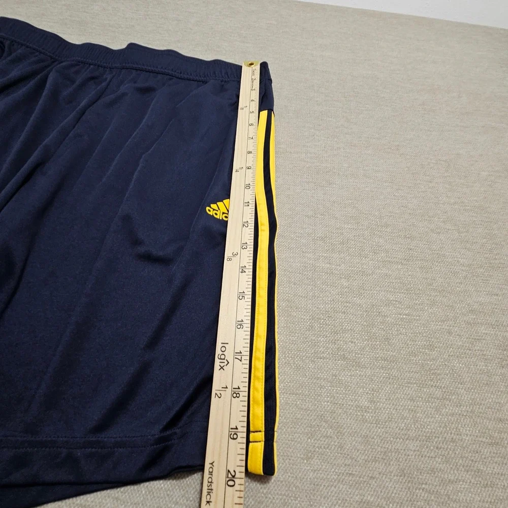 Adidas Athletic Shorts Mens XL Navy Blue Yellow Striped Activewear Pockets